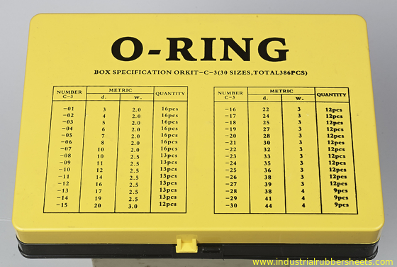 NBRのゴム製OリングのキットISO3601 AS568A DIN3771 JIS B2401の標準的な、黄色、赤い色